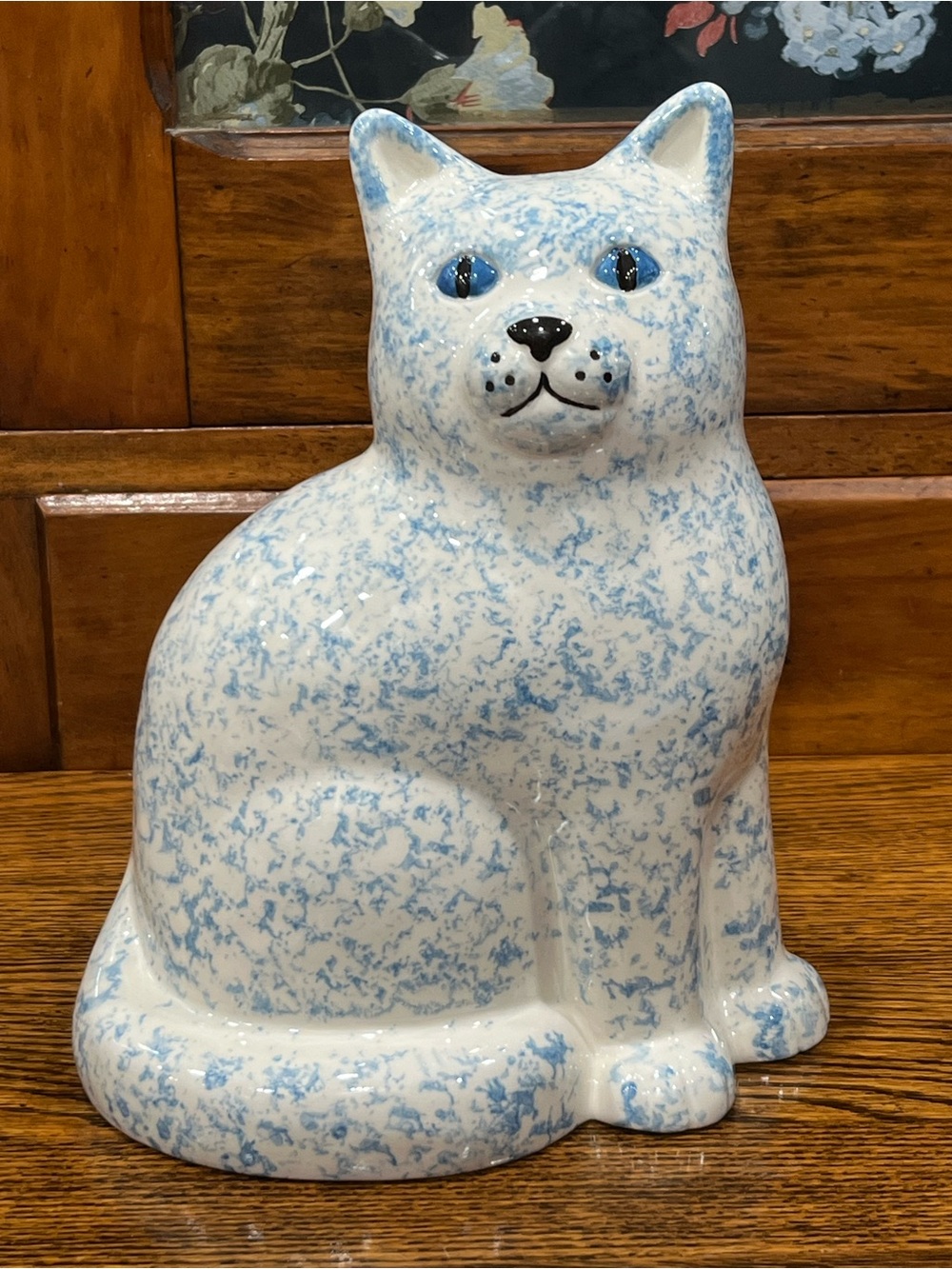 Vintage 1980s–1990s Ceramic Cat Figurine Kitschy Grandmacore Farmhouse Feline